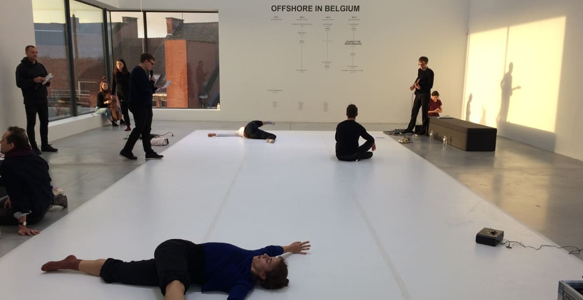 Cally Spooner, ‘OFFSHORE IN BELGIUM’, durational event, 2017. Photo: Robin Zenner.